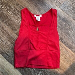 Red Ribbed Crop Top